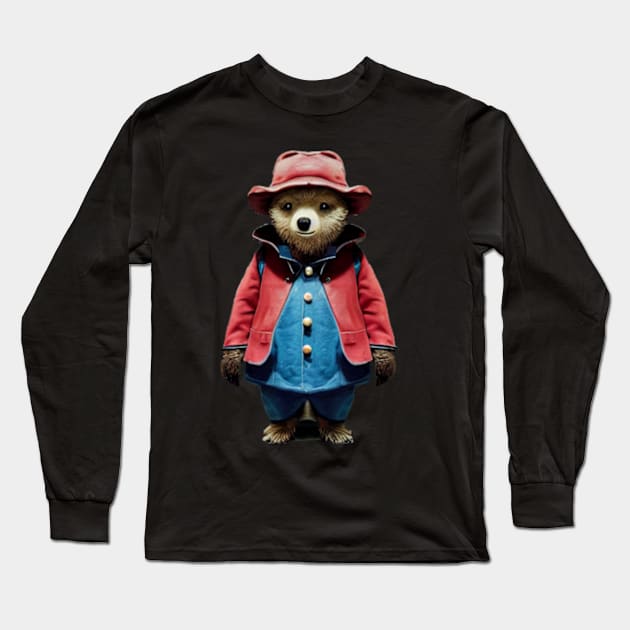 Paddington Bear in Red & Blue coat Long Sleeve T-Shirt by Kit'sEmporium